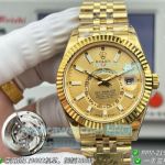 PPM Clone Gain Weight Rolex Sky-Dweller Swiss 9002 Yellow Gold Jubilee Watch 